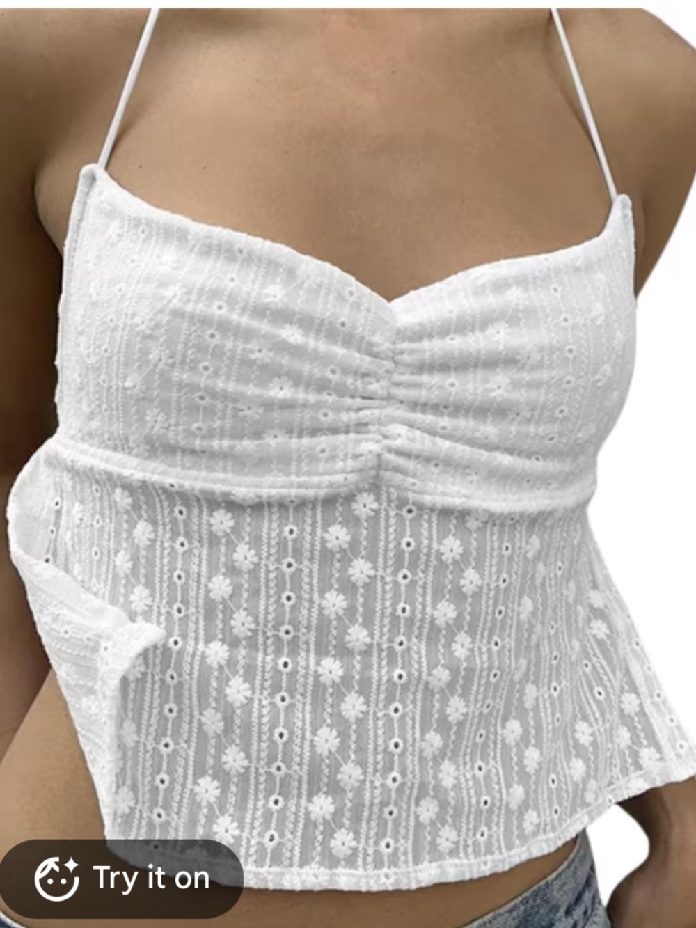 No Boundaries White lace Eyelet tankini Crop Top - Women size medium. NWT
